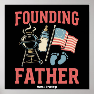 Retro Founding Father Pregnancy Announcement 4th Poster
