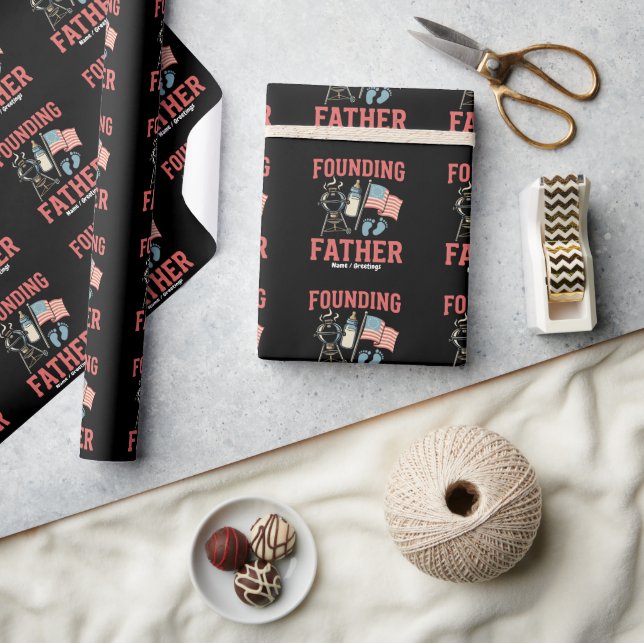  Retro Founding Father Pregnancy Announcement 4th Wrapping Paper (Crafts)