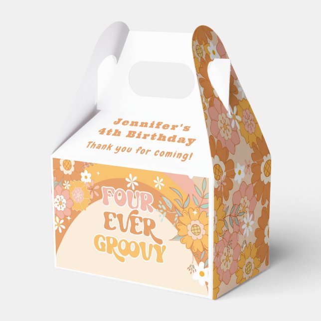 Retro four ever groovy birthday Favour Box (Front Side)