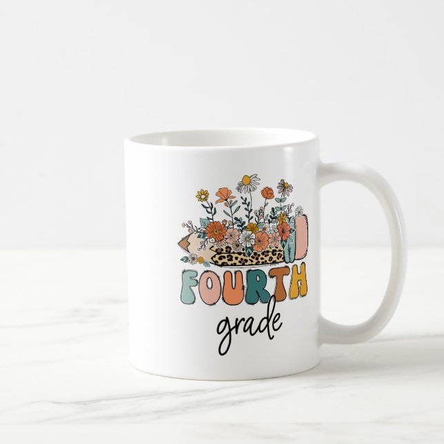 Retro Fourth Grade Teachers Leopard Ck To School S Coffee Mug (Right)