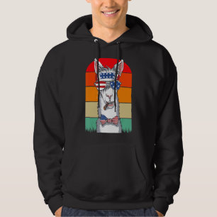 Retro Fourth Of Jullama Smoking Llama Llamerica Ju Hoodie