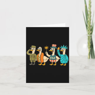 Retro Fourth of July Goose American Flag USA Card