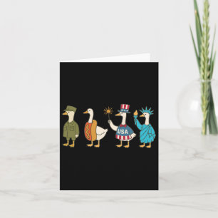 Retro Fourth Of July Goose American Flag Usa Memor Card