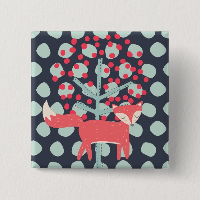 Retro Fox 15 Cm Square Badge (Front)