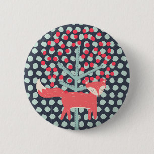 Retro Fox 6 Cm Round Badge