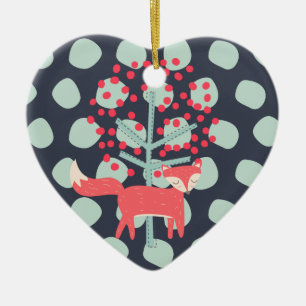 Retro Fox Ceramic Tree Decoration