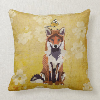 Retro Fox & Little Bird Pillow