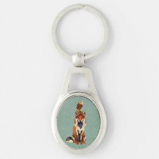 Retro Fox & Owl Keychain