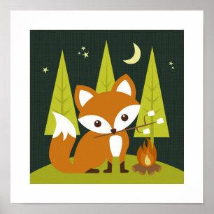 Retro Fox Poster Print