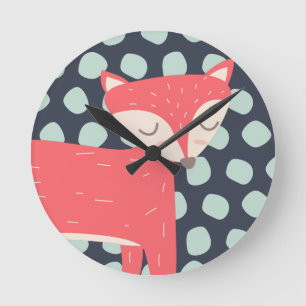 Retro Fox Round Clock