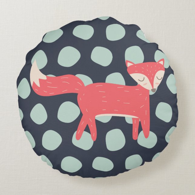 Retro Fox Round Cushion (Back)
