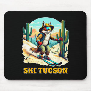 Retro Fox Skiing In Tucson Desert Adventure Ski Ar Mouse Pad
