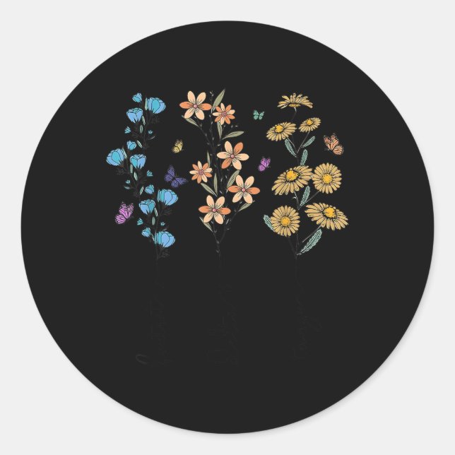 Retro Foxtrots Deltas Tangos Flower  Classic Round Sticker (Front)