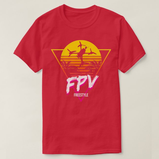 Retro FPV Freestyle Drone Pilot  T-Shirt (Design Front)