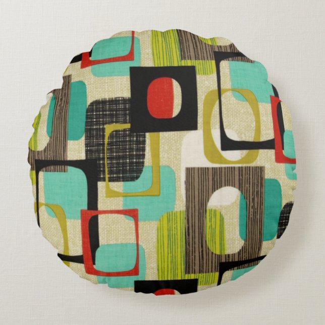 Retro Framed Tan Round Cushion (Front)