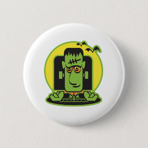 retro frankenstein design 6 cm round badge