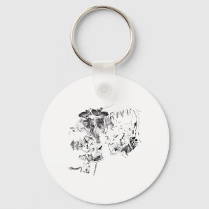 Retro Frankenstein Monster And Bride Halloween Rom Key Ring