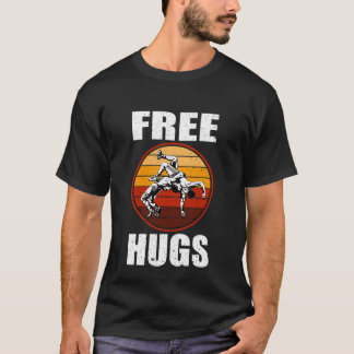 Retro Free Hugs Wrestling Judo Jiu Jitsu Funny  T-Shirt