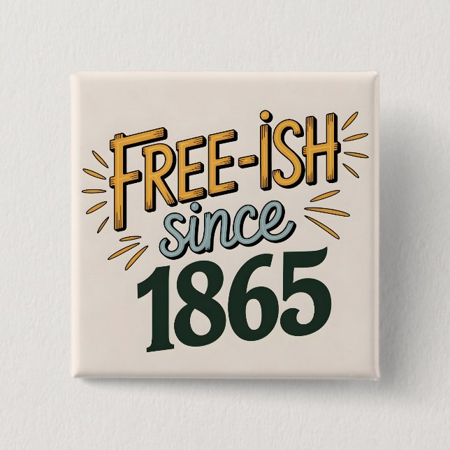 Retro Free-ish Since 1865 Juneteenth 15 Cm Square Badge (Front)