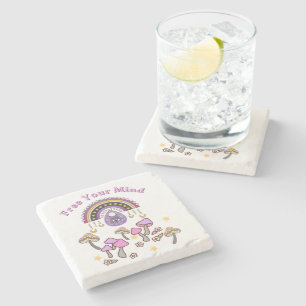 Retro Free Your Mind Stone Coaster
