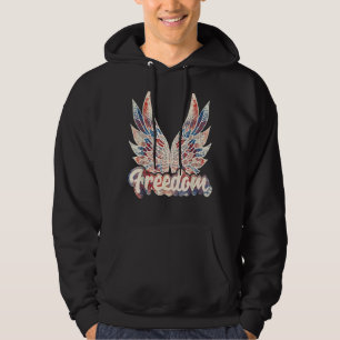 Retro Freedom American Flag Wings 4th Of July Four Hoodie