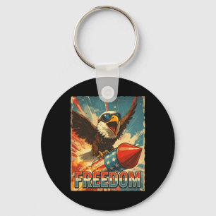 Retro Freedom Ld Eagle Riding Rocket 4th Of July U Key Ring