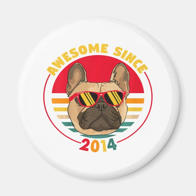 Retro French Bulldog Awesome Since 2014 Magnet (Front)