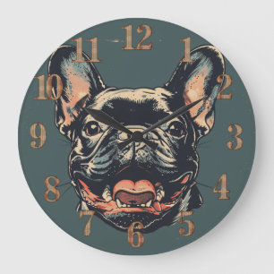 Retro French Bulldog Clock