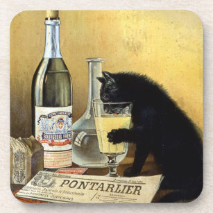 Retro french poster "absinthe bourgeois" coaster