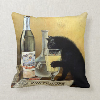 Retro french poster "absinthe bourgeois" cushion