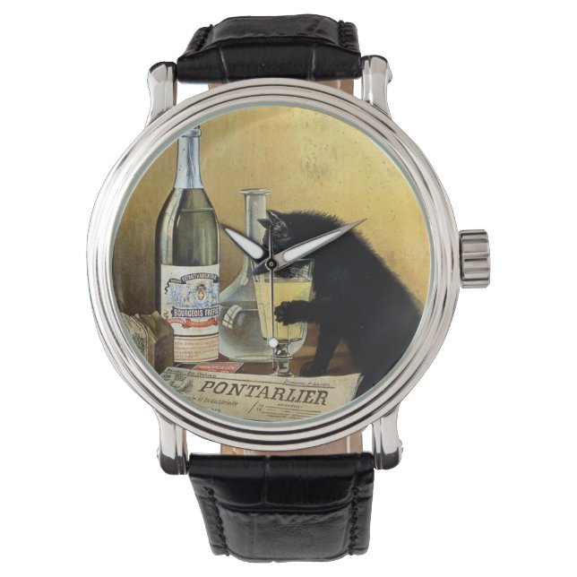 Retro french poster "absinthe bourgeois" watch (Front)