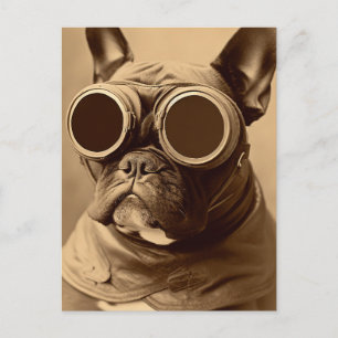 Retro Frenchie Sepia Postcard