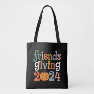 Retro Friends Giving 2024 Thanksgiving Fall Tote Bag