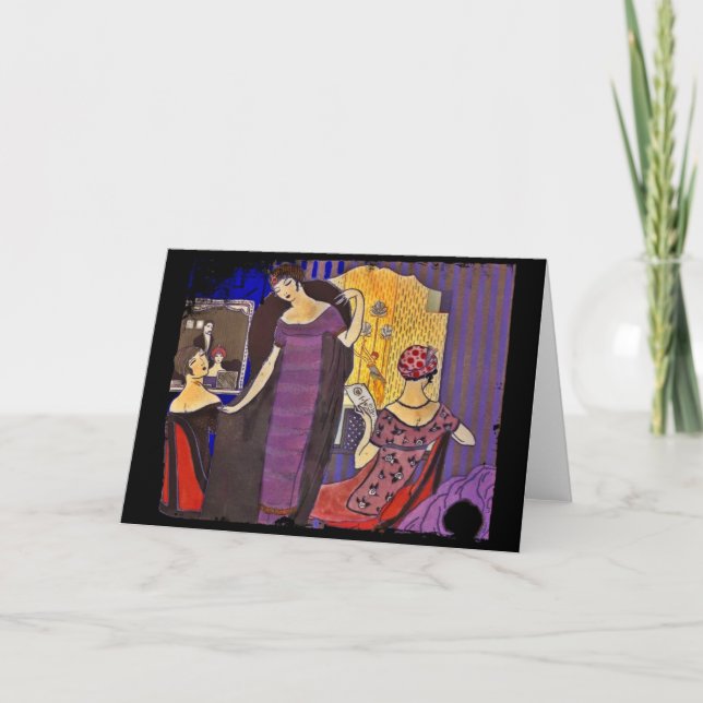 Retro Friends in Powder Room Card (Front)