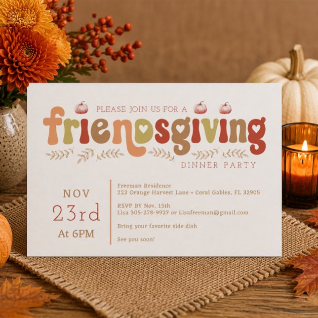 Retro Friendsgiving Dinner Party Invitation (Friendsgiving Invitation)
