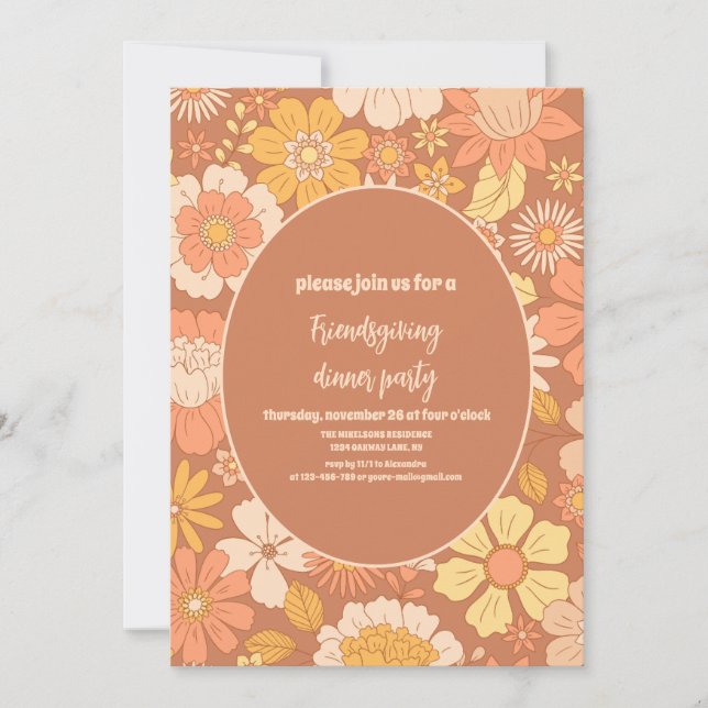 Retro Friendsgiving Thanksgiving Dinner Invitation (Front)