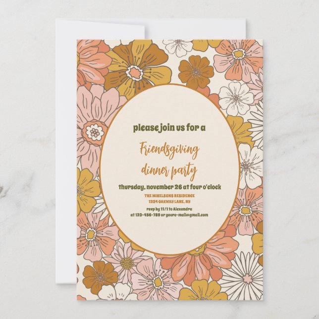 Retro Friendsgiving Thanksgiving Dinner Invitation (Front)