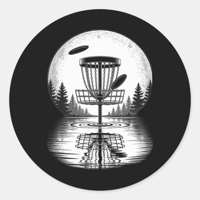 Retro Frisbee Golf Sket Silhouette Disc Golf  Classic Round Sticker (Front)
