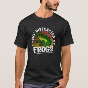 Retro Frog Amphibian Easily Distracted By Frogs T-Shirt