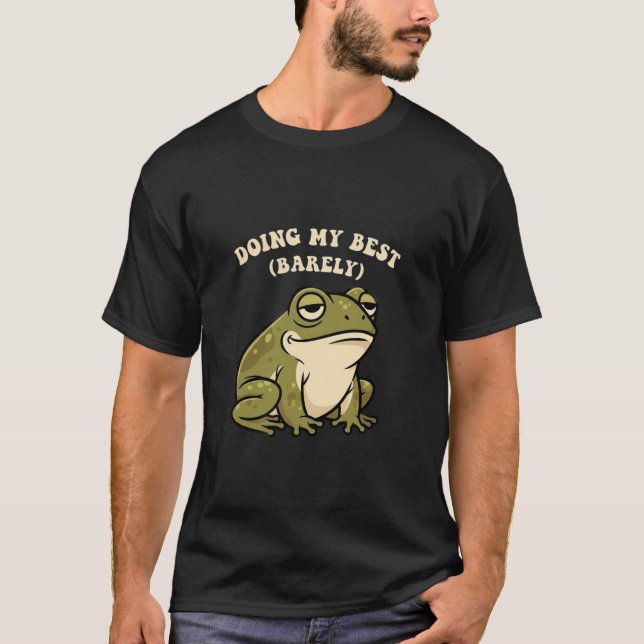 Retro Frog Barely Trying Men’s Graphic T-Shirt (Front)