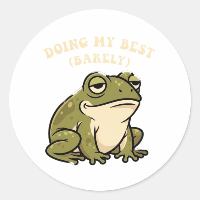 Retro Frog Doing My Best Vinyl Sticker (Front)