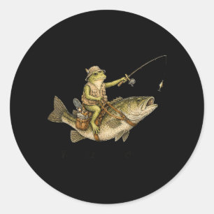 Retro Frog Meme B Fishing Dad Fish At Dawn Fathers Classic Round Sticker