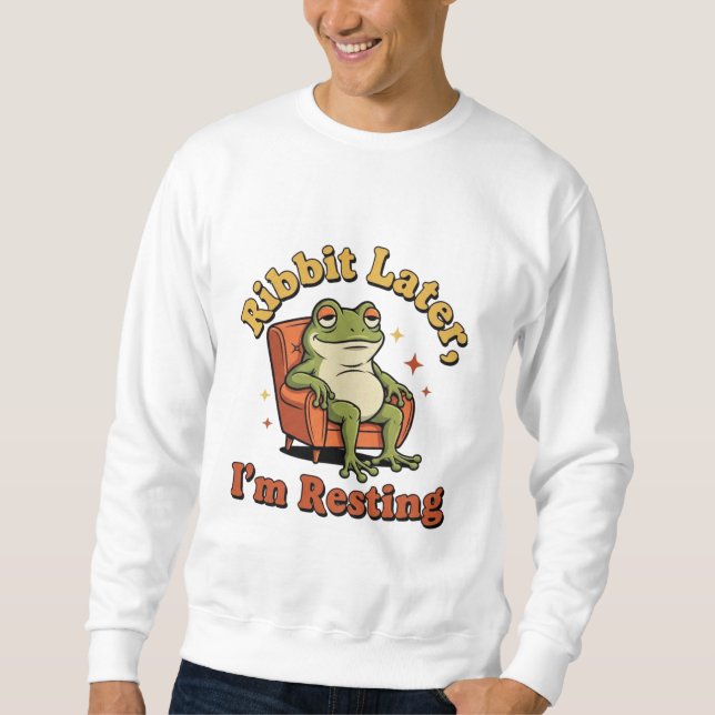 Retro Frog Relax Humor Men’s Sweatshirt (Front)