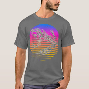 Retro Frog Skeleton Amphibian Sunset T-Shirt