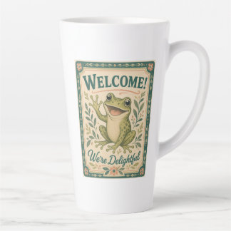 Retro Frog Welcome We're Delightful Art Vintage  Latte Mug