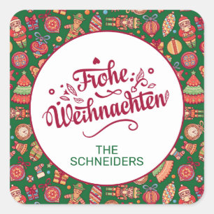 Retro Frohe Weihnachten Personalised Square Sticker