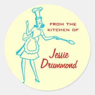 Retro "From the kitchen of" stickers (teal)