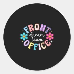 Retro front office squad happy first day of school classic round sticker