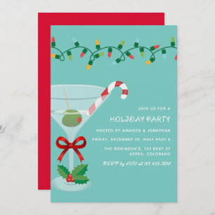 Retro Frost Christmas Holiday Cocktail Party Invitation