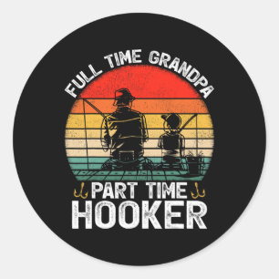 Retro Full Time Grandpa Part Time Fathers Day Fish Classic Round Sticker